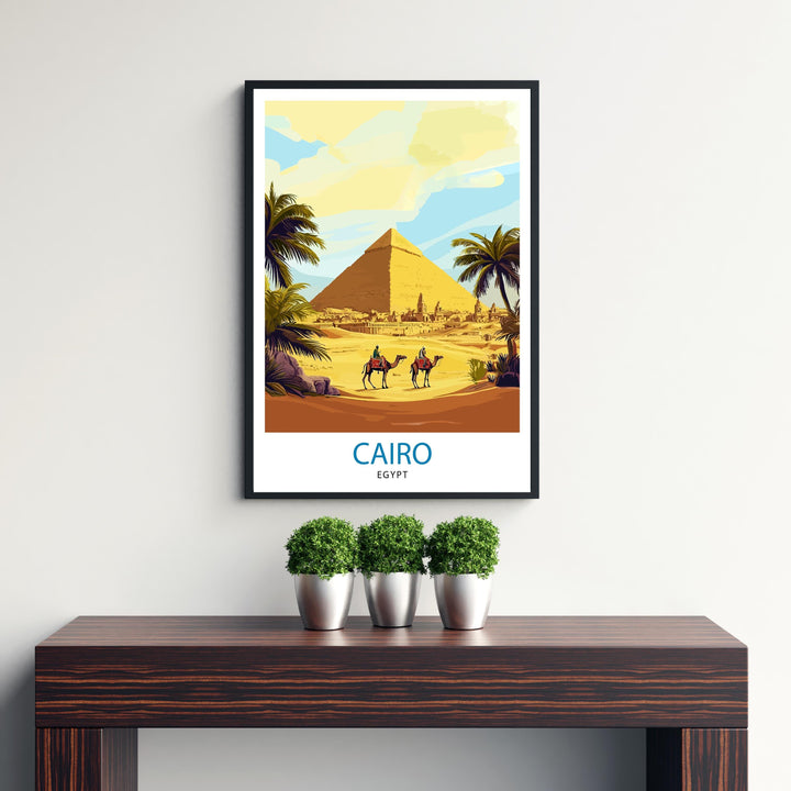 Egypt Travel Poster Egyptian Art Egypt Print Scenic Egypt Poster Pyramids Wall Decor Egyptian Landmark Art