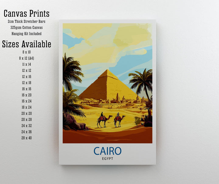 Egypt Travel Poster Egyptian Art Egypt Print Scenic Egypt Poster Pyramids Wall Decor Egyptian Landmark Art