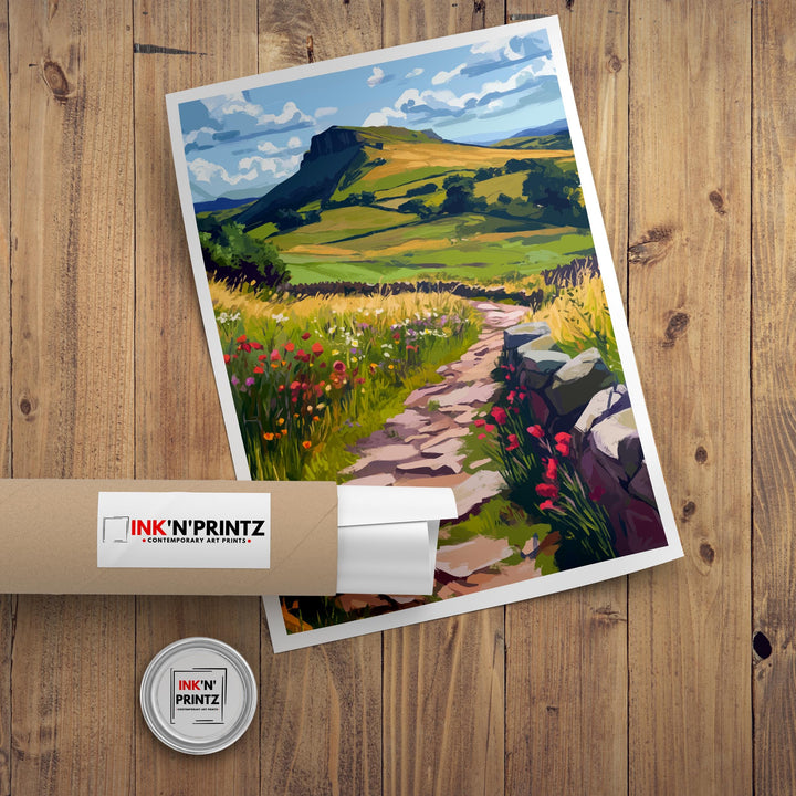 Peak District Travel Poster UK Landscape Art Peak District Print Scenic Countryside Poster British Nature Decor