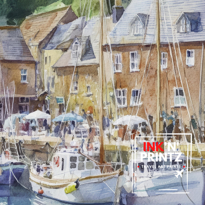 Padstow Watercolor Painting Cornwall Village Art Padstow Print Scenic Coastal Decor