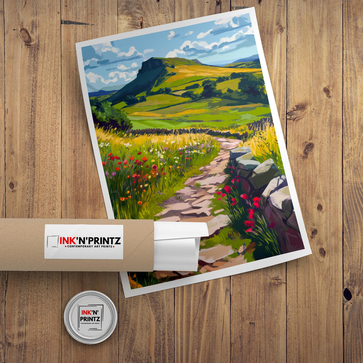 Peak District Travel Poster UK Landscape Art Peak District Print Scenic National Park Poster British Countryside Decor