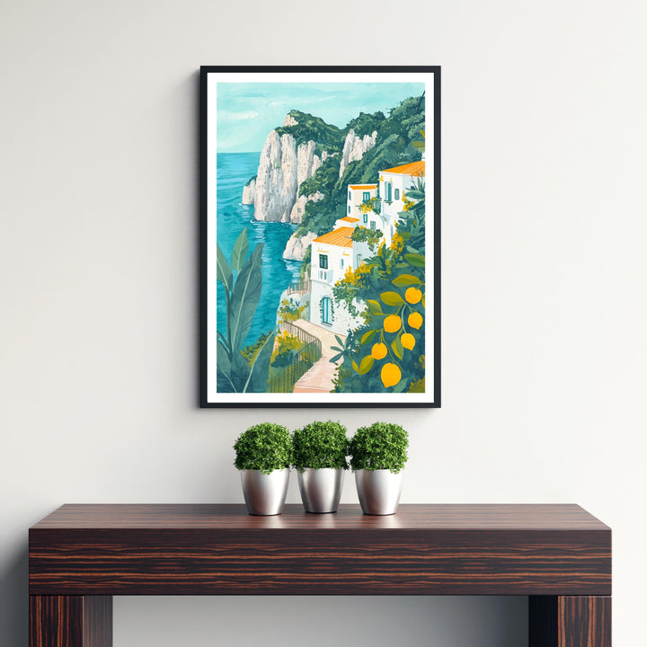 Capri Italy Travel Poster Italian Island Art Capri Print Scenic Mediterranean Poster Capri Beach Decor