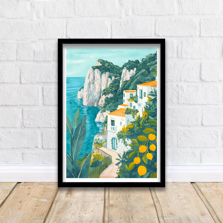 Capri Italy Travel Poster Italian Island Art Capri Print Scenic Mediterranean Poster Capri Beach Decor