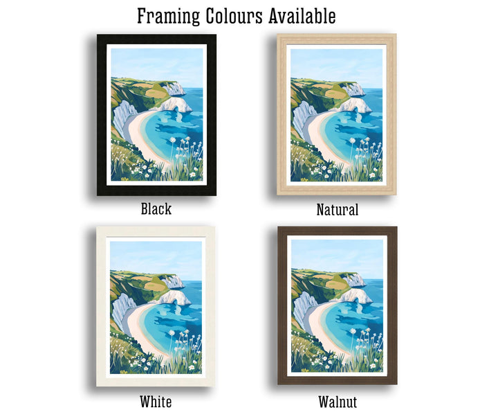 Lulworth Cove Travel Poster Dorset Coast Art Lulworth Cove Print Scenic UK Beach Poster Lulworth Cove Decor