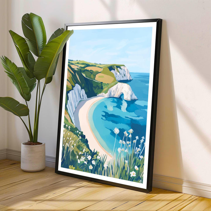 Lulworth Cove Travel Poster Dorset Coast Art Lulworth Cove Print Scenic UK Beach Poster Lulworth Cove Decor