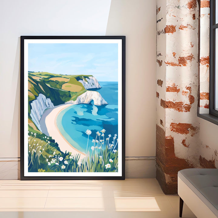 Lulworth Cove Travel Poster Dorset Coast Art Lulworth Cove Print Scenic UK Beach Poster Lulworth Cove Decor