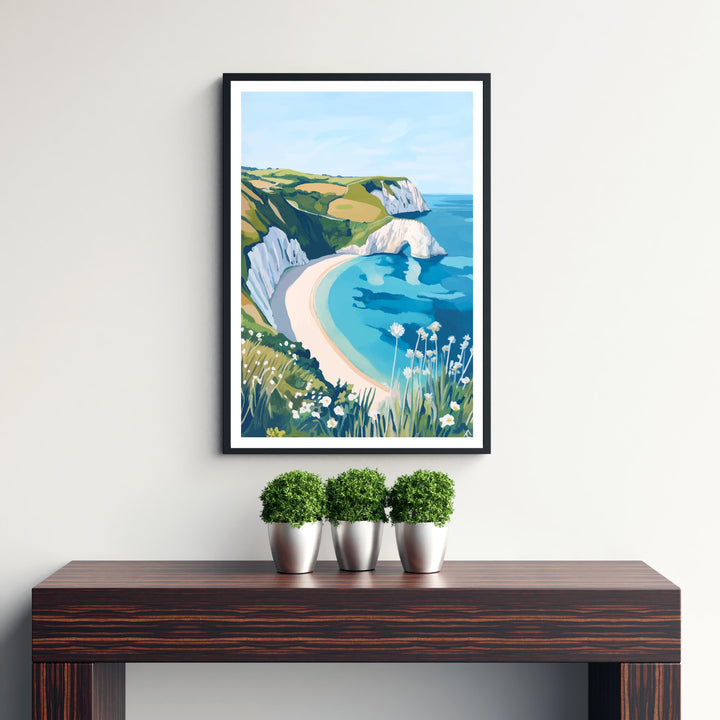 Lulworth Cove Travel Poster Dorset Coast Art Lulworth Cove Print Scenic UK Beach Poster Lulworth Cove Decor