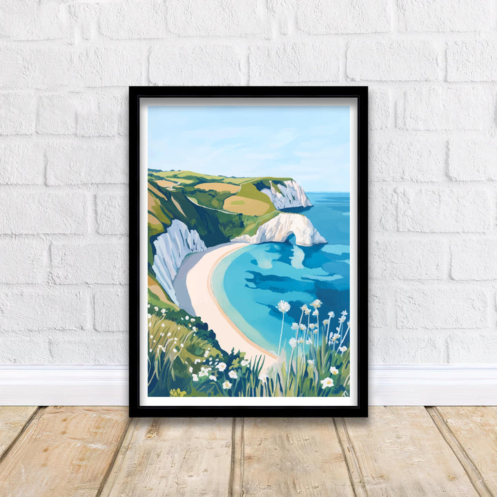 Lulworth Cove Travel Poster Dorset Coast Art Lulworth Cove Print Scenic UK Beach Poster Lulworth Cove Decor