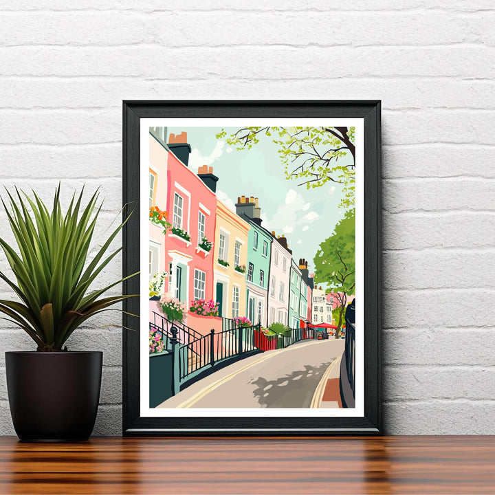Notting Hill Travel Poster London City Art Notting Hill Print Scenic London Poster Notting Hill Decor