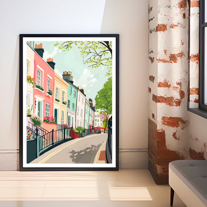 Notting Hill Travel Poster London City Art Notting Hill Print Scenic London Poster Notting Hill Decor