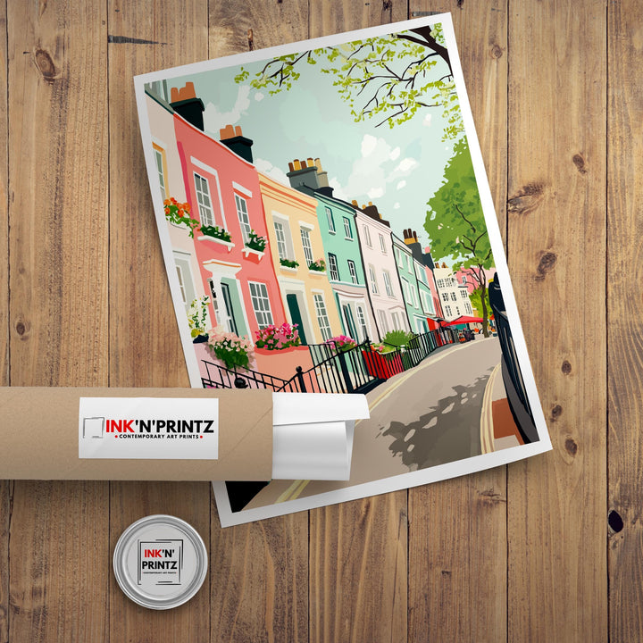 Notting Hill Travel Poster London City Art Notting Hill Print Scenic London Poster Notting Hill Decor