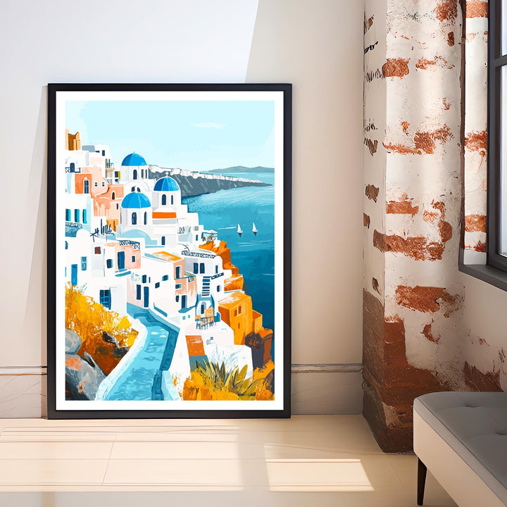 Santorini Greece Travel Poster Greek Island Art Santorini Print Scenic Greek Village Poster Santorini Decor