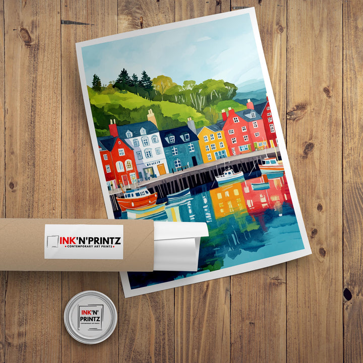Tobermory Travel Poster Scottish Village Art Tobermory Print Scenic Isle of Mull Poster Tobermory Decor