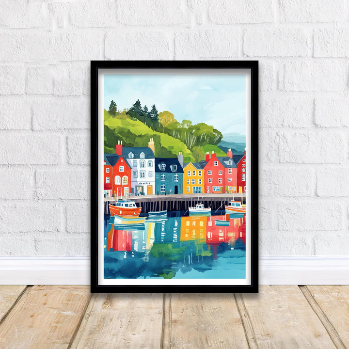 Tobermory Travel Poster Scottish Village Art Tobermory Print Scenic Isle of Mull Poster Tobermory Decor