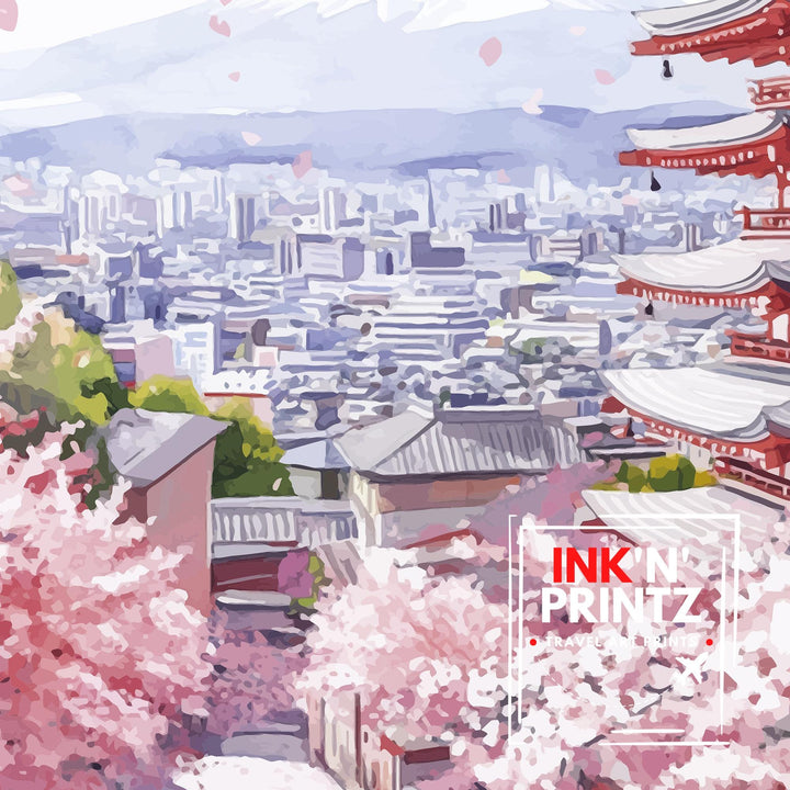 Tokyo Travel Poster Japan City Art Tokyo Skyline Print Scenic Tokyo Poster Urban Japan Decor