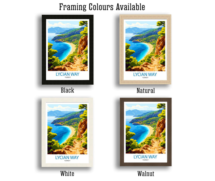 Lycian Way Turkey Travel Poster Turkish Coast Art Lycian Way Print Scenic Turkey Poster Mediterranean Decor