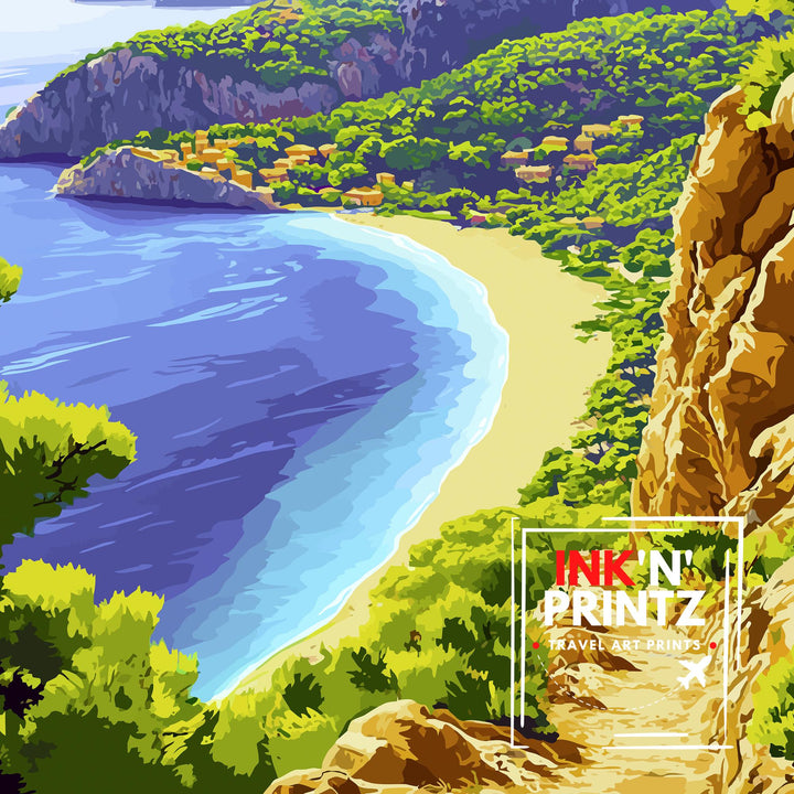 Lycian Way Turkey Travel Poster Turkish Coast Art Lycian Way Print Scenic Turkey Poster Mediterranean Decor
