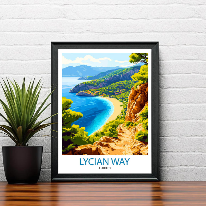 Lycian Way Turkey Travel Poster Turkish Coast Art Lycian Way Print Scenic Turkey Poster Mediterranean Decor