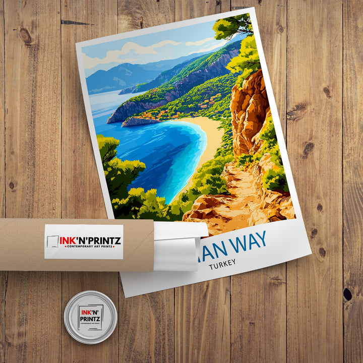 Lycian Way Turkey Travel Poster Turkish Coast Art Lycian Way Print Scenic Turkey Poster Mediterranean Decor