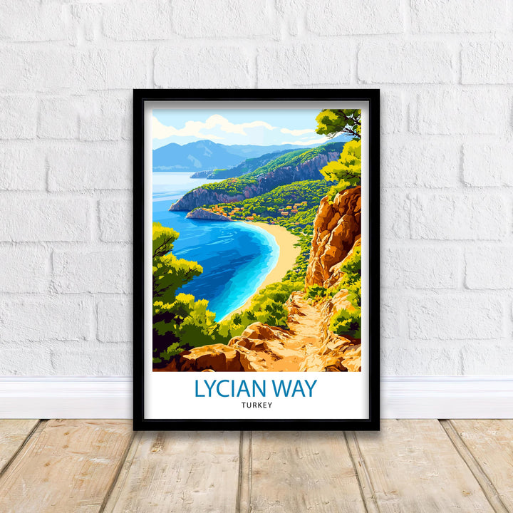 Lycian Way Turkey Travel Poster Turkish Coast Art Lycian Way Print Scenic Turkey Poster Mediterranean Decor