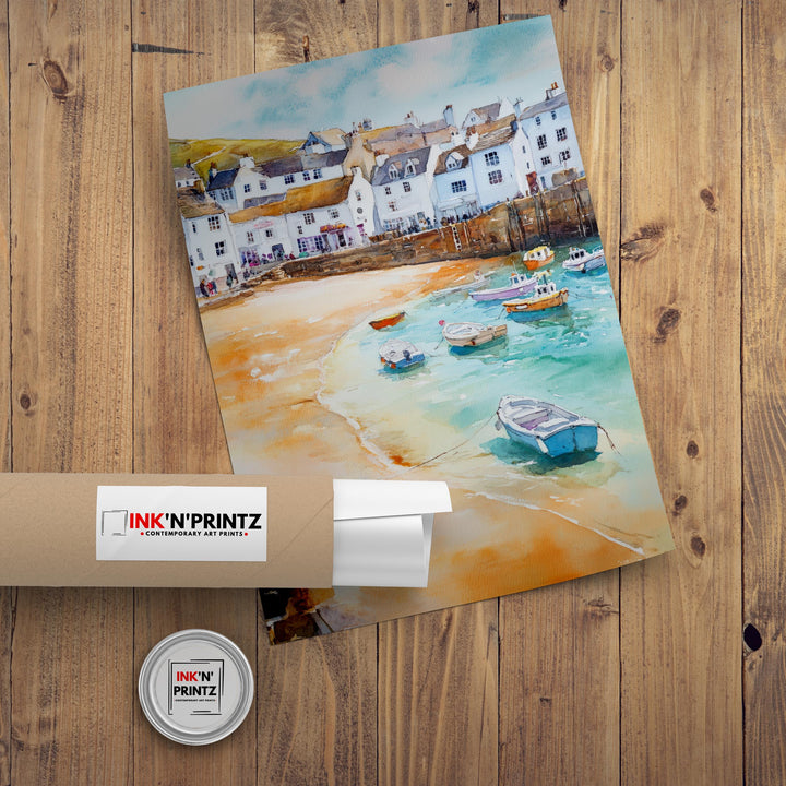 St Ives Watercolor Painting Cornwall Coastal Art St Ives Print Scenic Seaside Decor