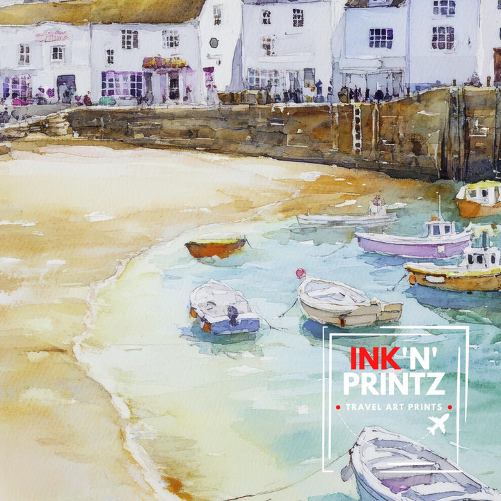 St Ives Watercolor Painting Cornwall Coastal Art St Ives Print Scenic Seaside Decor