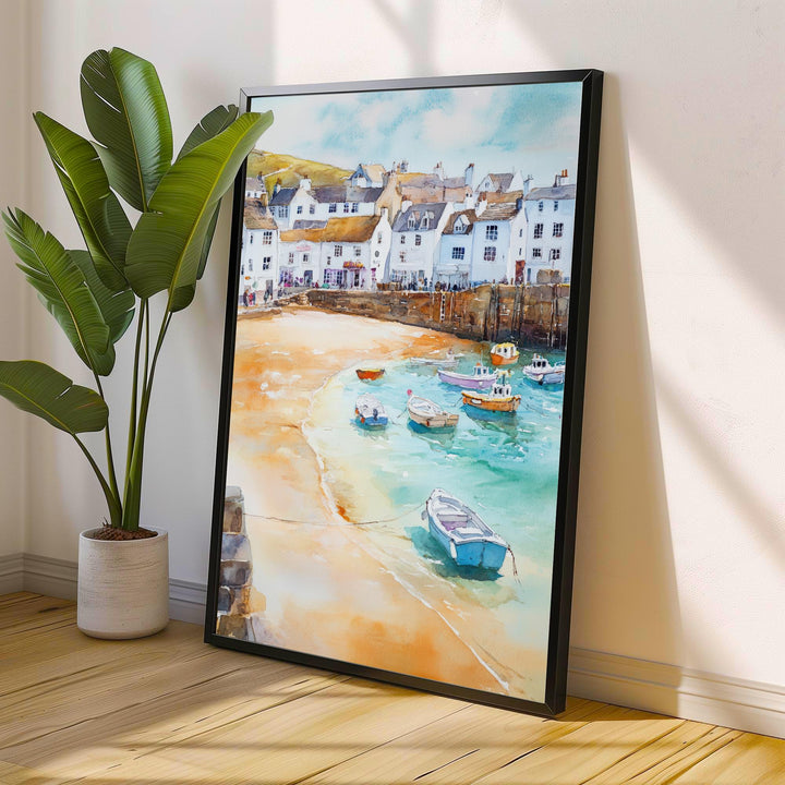 St Ives Watercolor Painting Cornwall Coastal Art St Ives Print Scenic Seaside Decor