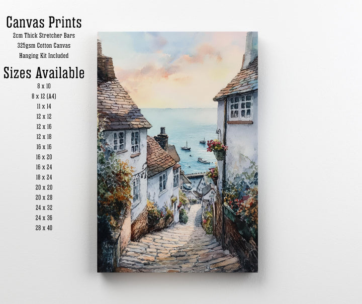 Clovelly Watercolor Painting Devon Village Art Clovelly Print Scenic Seaside Decor