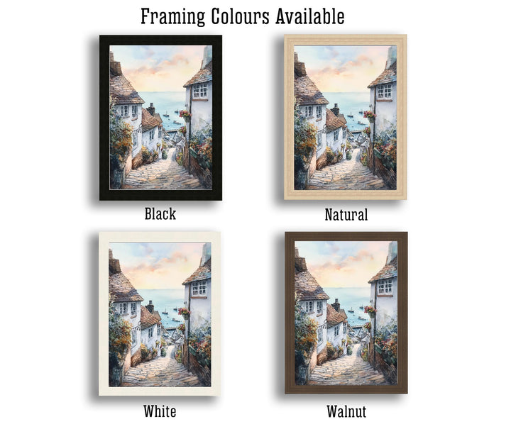 Clovelly Watercolor Painting Devon Village Art Clovelly Print Scenic Seaside Decor