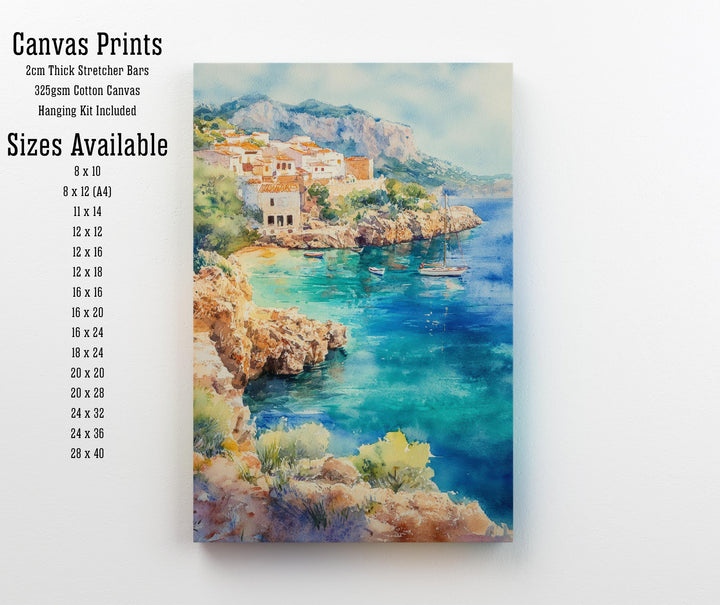 Majorca Watercolour Painting Spanish Island Art Majorca Print Scenic Mediterranean Landscape Poster Majorca Seaside Decor