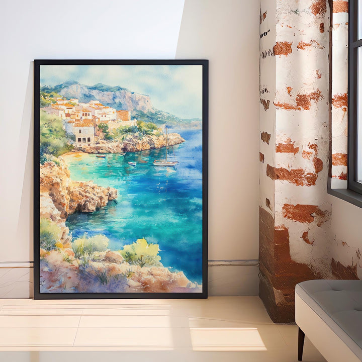 Majorca Watercolour Painting Spanish Island Art Majorca Print Scenic Mediterranean Landscape Poster Majorca Seaside Decor