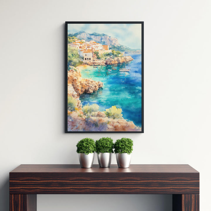 Majorca Watercolour Painting Spanish Island Art Majorca Print Scenic Mediterranean Landscape Poster Majorca Seaside Decor