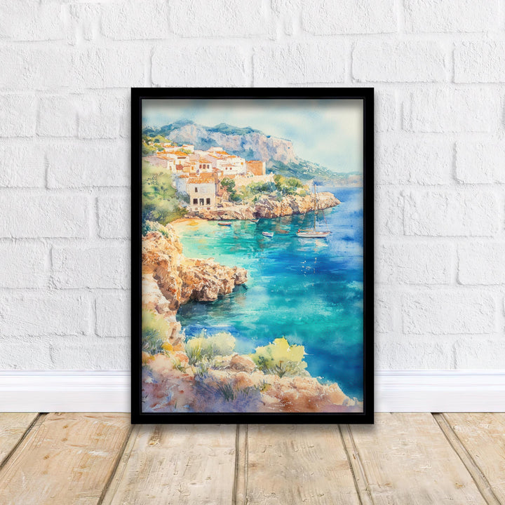 Majorca Watercolour Painting Spanish Island Art Majorca Print Scenic Mediterranean Landscape Poster Majorca Seaside Decor
