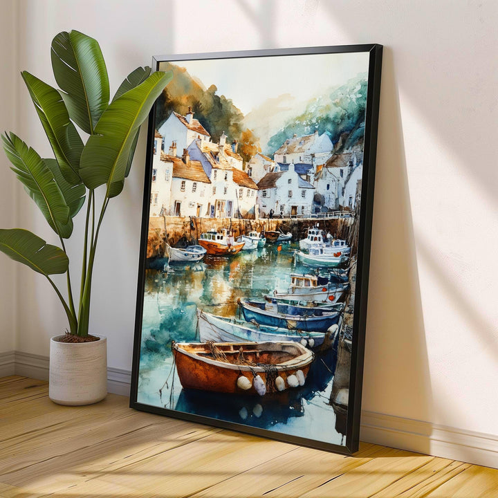 Mevagissey Watercolor Painting Cornwall Coastal Art Mevagissey Print Scenic Seaside Village Decor