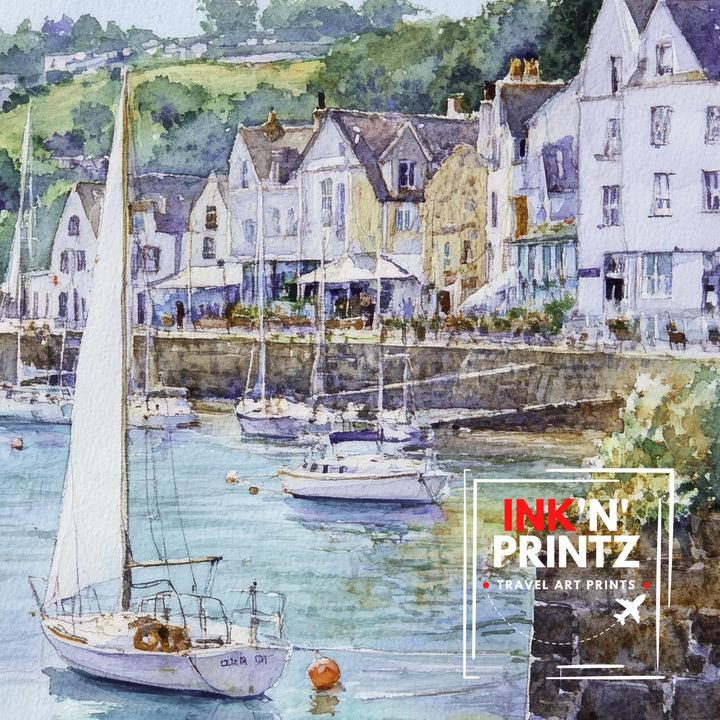 St Mawes Watercolor Painting Cornwall Coastal Art St Mawes Print Scenic Seaside Village Decor