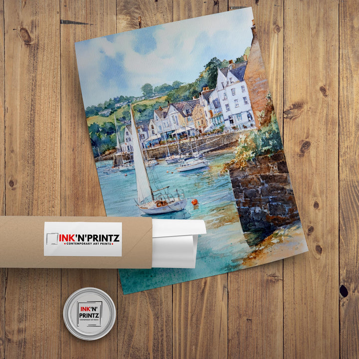 St Mawes Watercolor Painting Cornwall Coastal Art St Mawes Print Scenic Seaside Village Decor