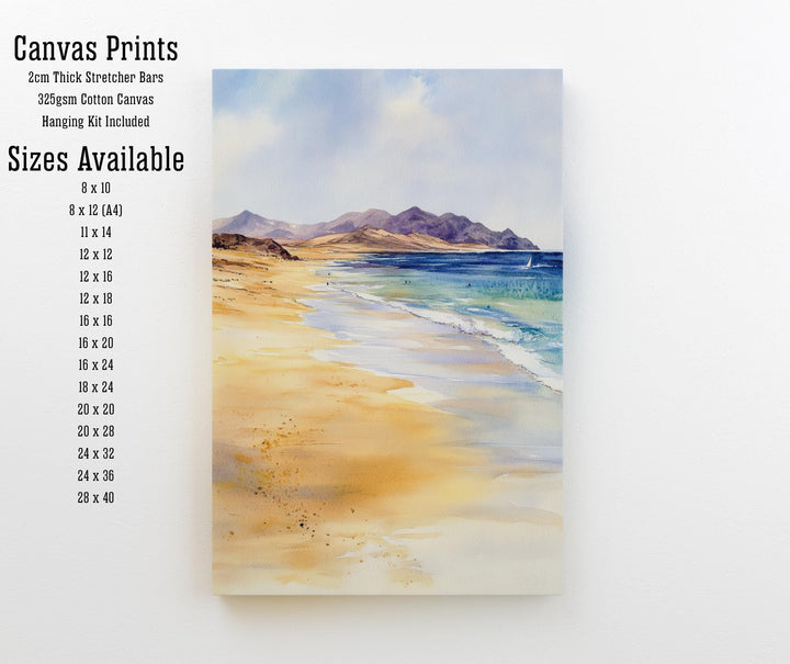 Fuerteventura Watercolor Painting Canary Islands Art Fuerteventura Print Scenic Beach Decor