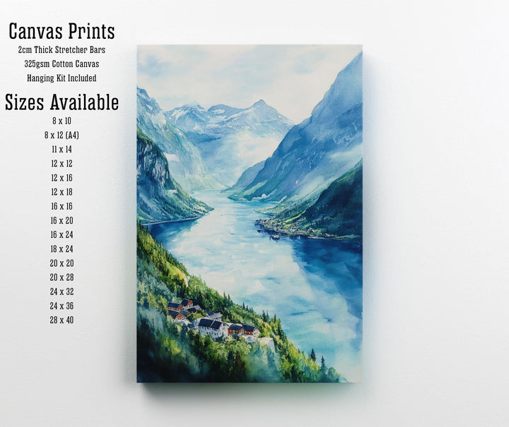 Geiranger Norway Watercolor Painting Scenic Fjord Art Geiranger Print Norway Landscape Decor