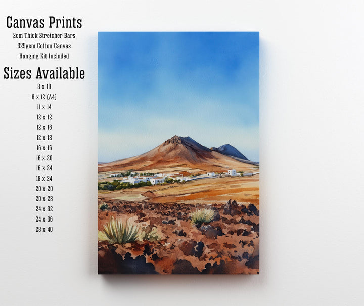 Lanzarote Watercolor Painting Canary Islands Art Lanzarote Print Scenic Island Decor