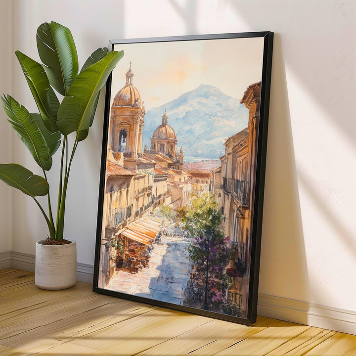 Palermo Sicily Watercolor Painting Italian City Art Palermo Print Scenic Sicily Decor