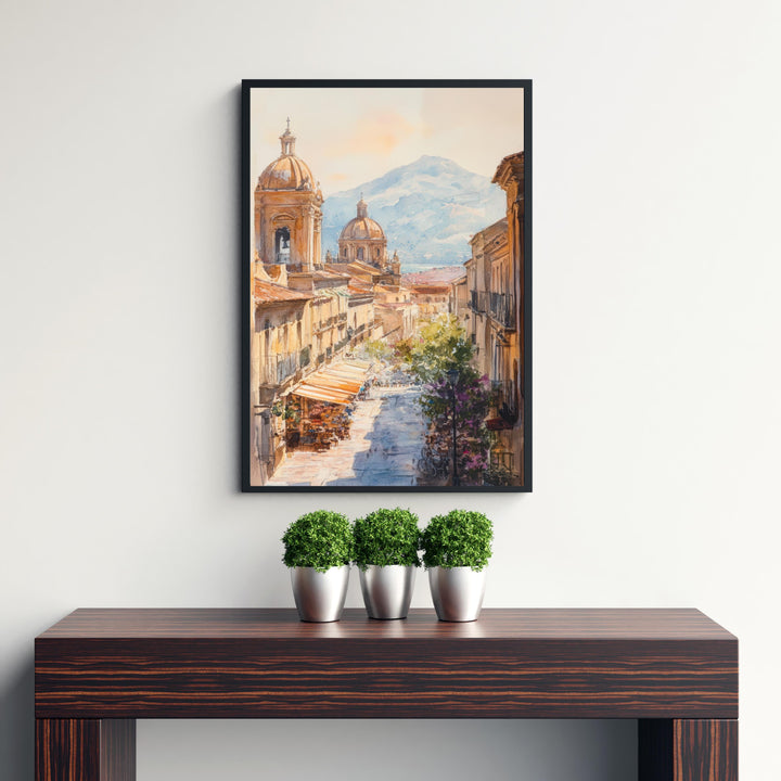 Palermo Sicily Watercolor Painting Italian City Art Palermo Print Scenic Sicily Decor