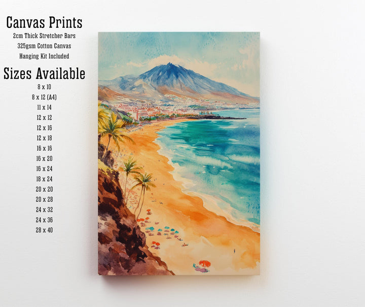 Tenerife Watercolor Painting Canary Islands Art Tenerife Print Scenic Spanish Island Decor