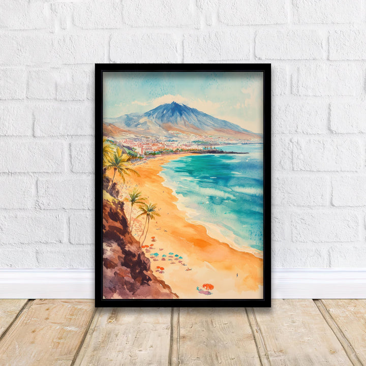Tenerife Watercolor Painting Canary Islands Art Tenerife Print Scenic Spanish Island Decor