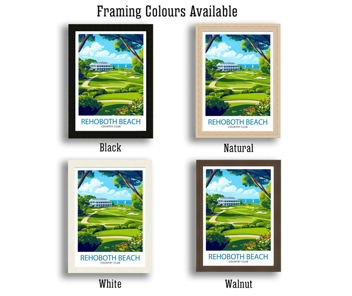 Rehoboth Beach Country Club Travel Poster Delaware Golf Art Rehoboth Beach Print Scenic Beach Club Decor