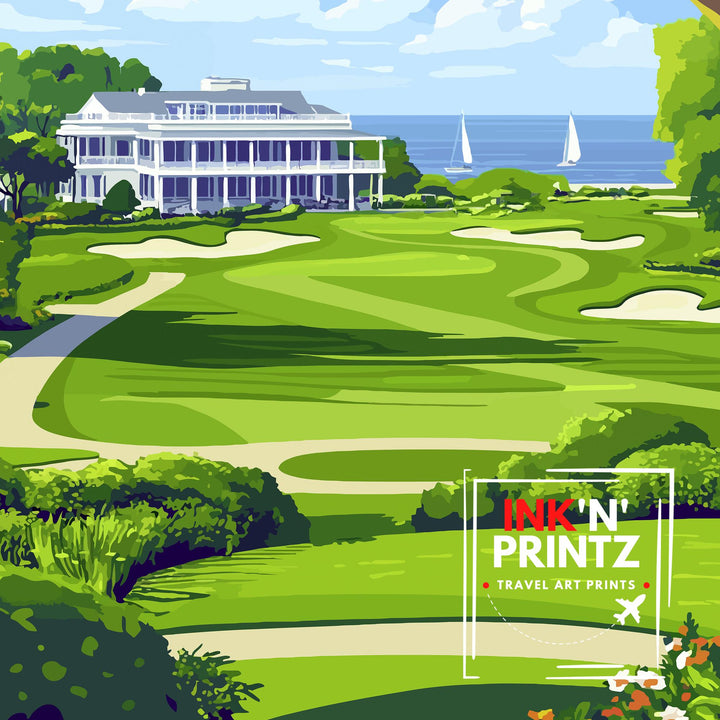 Rehoboth Beach Country Club Travel Poster Delaware Golf Art Rehoboth Beach Print Scenic Beach Club Decor