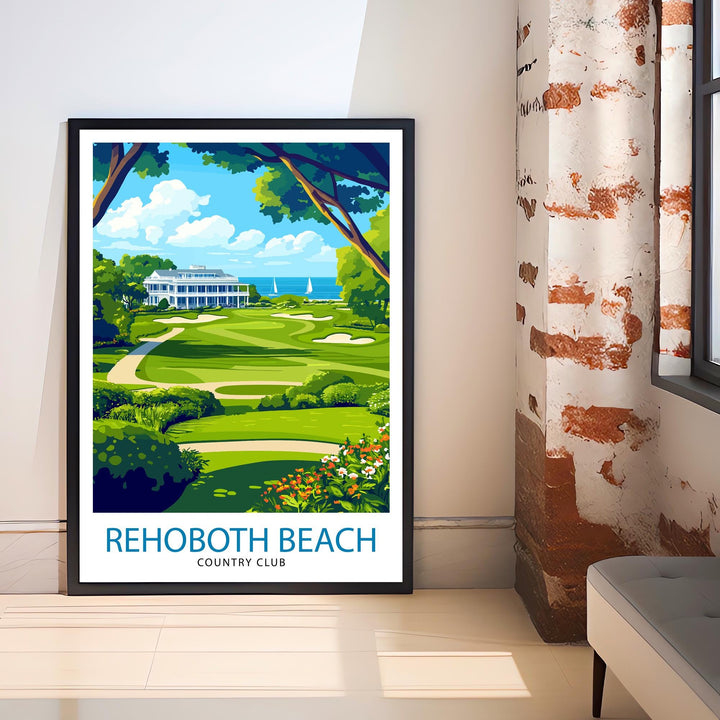 Rehoboth Beach Country Club Travel Poster Delaware Golf Art Rehoboth Beach Print Scenic Beach Club Decor
