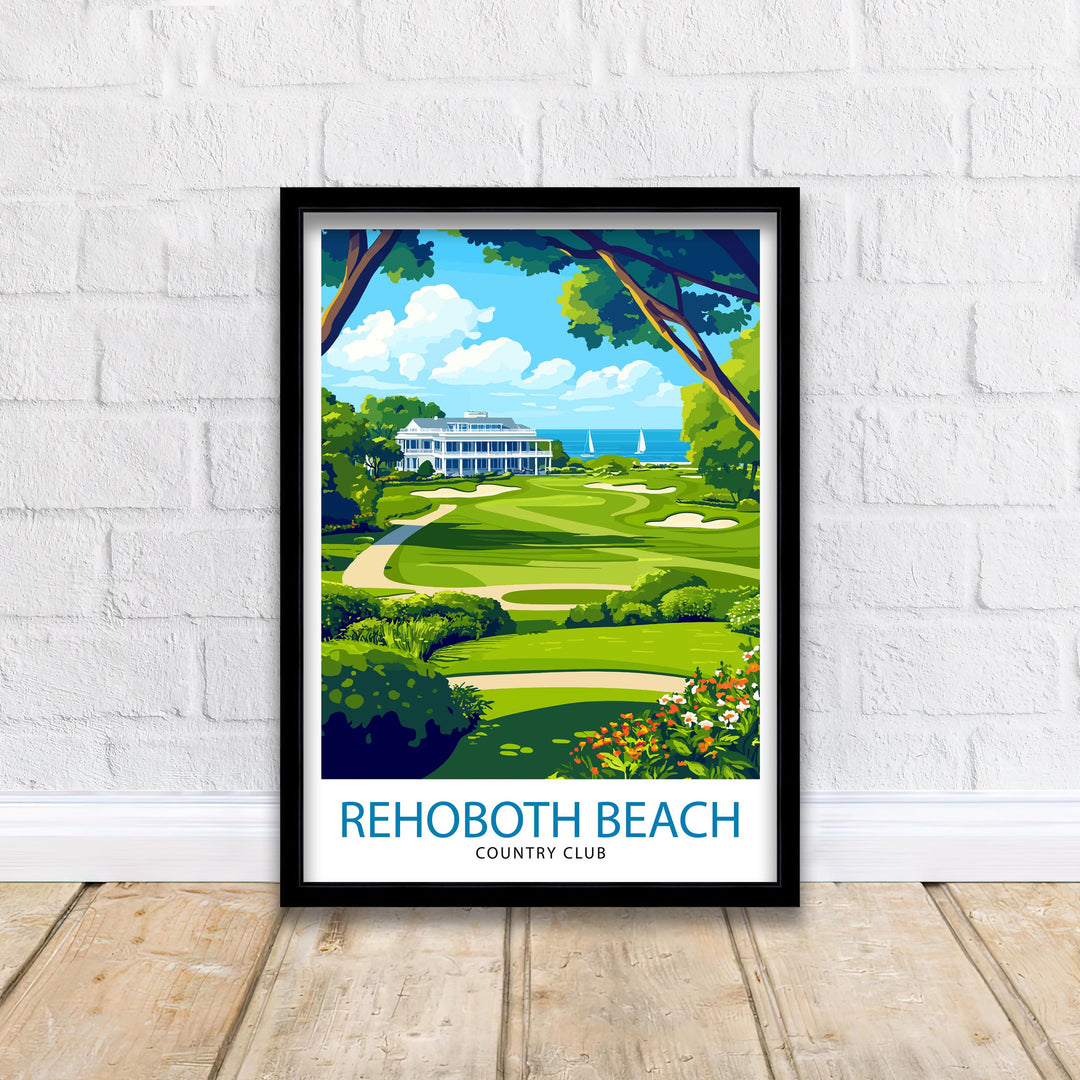 Rehoboth Beach Country Club Travel Poster Delaware Golf Art Rehoboth Beach Print Scenic Beach Club Decor