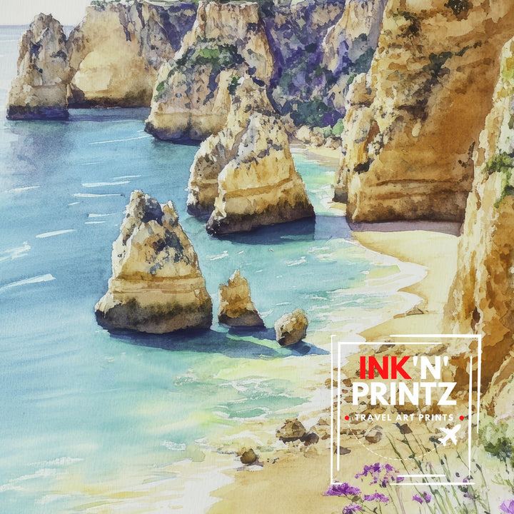 Algarve Spain Travel Poster Coastal Art Algarve Print Scenic Spanish Beach Decor Algarve Coastline Art