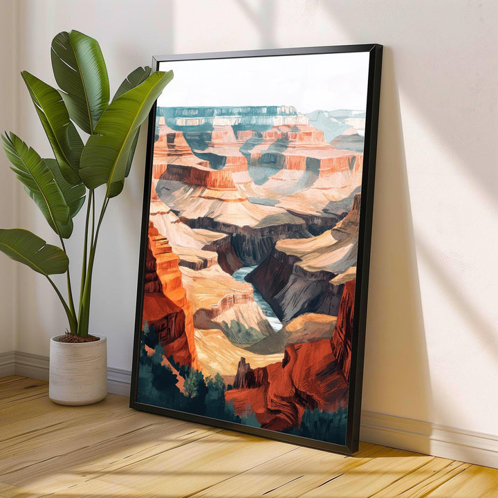 Grand Canyon Watercolor Painting Arizona Landscape Art Grand Canyon Print Scenic Canyon Watercolor Decor