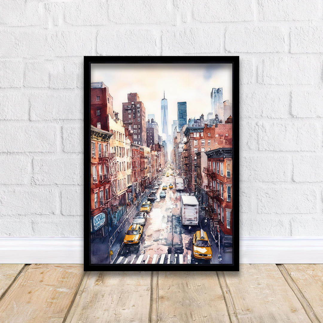 New York City Watercolor Poster NYC Skyline Art New York Print Scenic Cityscape Watercolor Decor